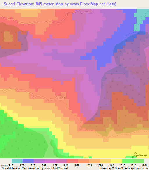 Sucati,Turkey Elevation Map