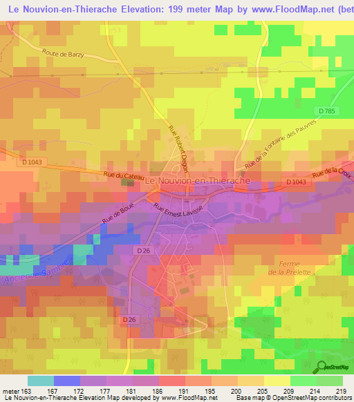 Le Nouvion-en-Thierache,France Elevation Map