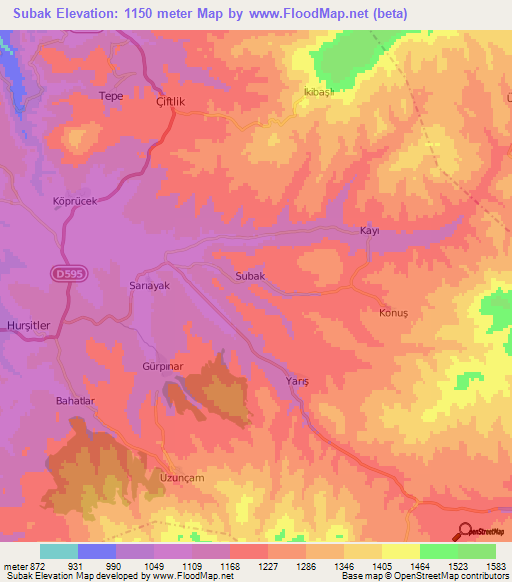 Subak,Turkey Elevation Map