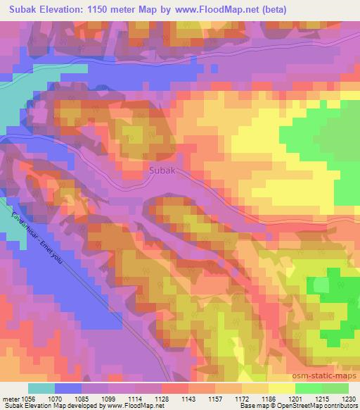 Subak,Turkey Elevation Map