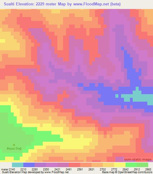 Sualti,Turkey Elevation Map