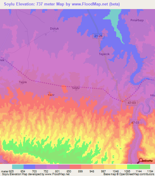 Soylu,Turkey Elevation Map