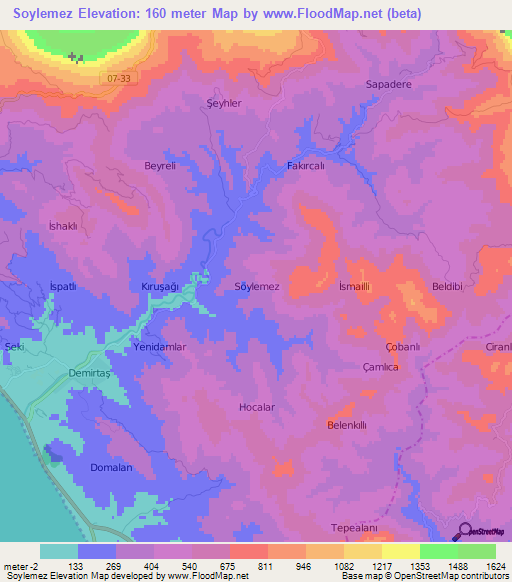 Soylemez,Turkey Elevation Map