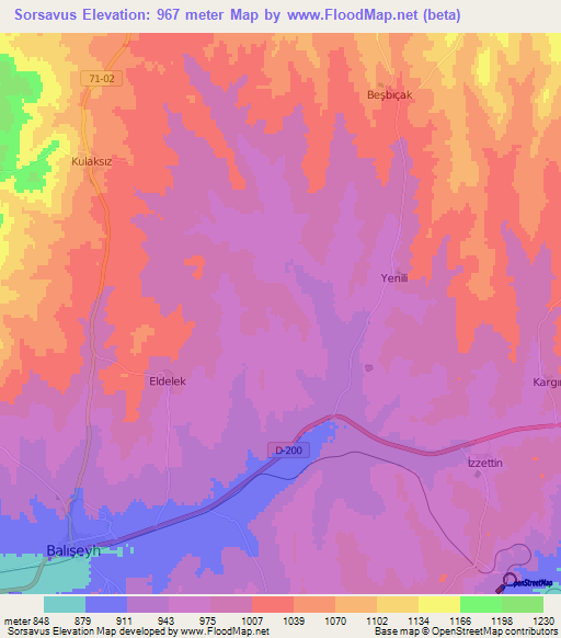 Sorsavus,Turkey Elevation Map