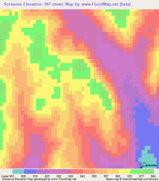 Sorsavus,Turkey Elevation Map