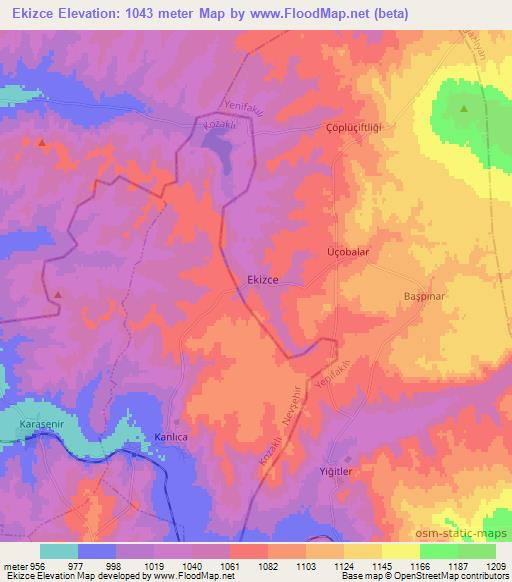 Ekizce,Turkey Elevation Map