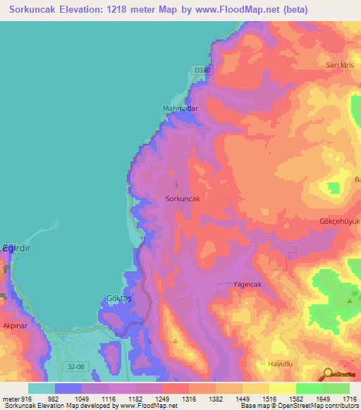 Sorkuncak,Turkey Elevation Map