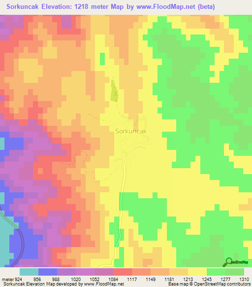 Sorkuncak,Turkey Elevation Map