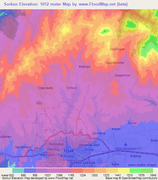 Sorkun,Turkey Elevation Map