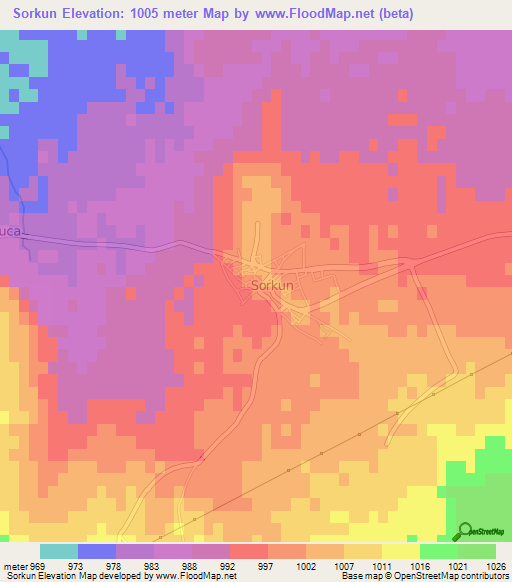 Sorkun,Turkey Elevation Map