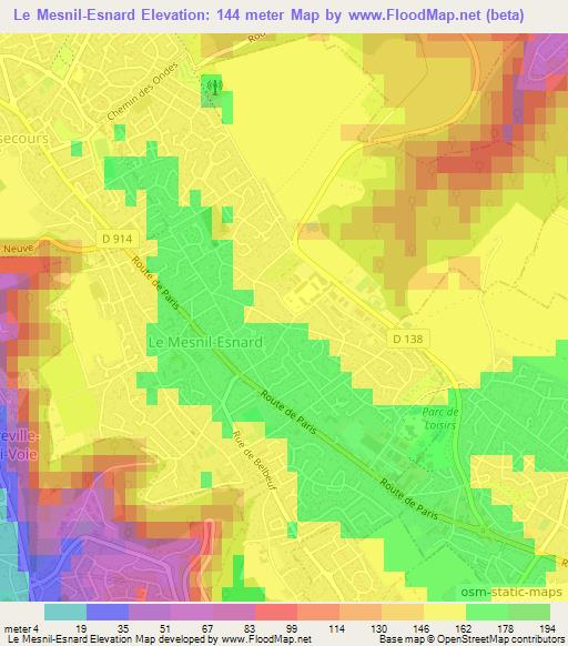 Le Mesnil-Esnard,France Elevation Map