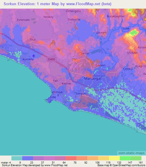 Sorkun,Turkey Elevation Map