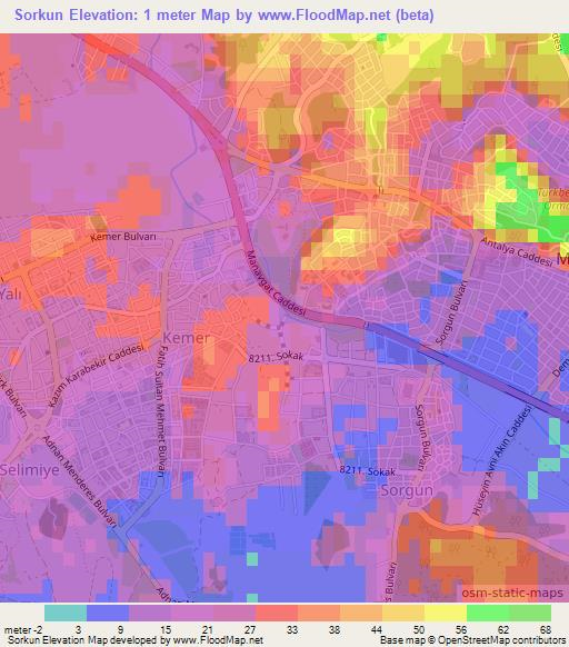 Sorkun,Turkey Elevation Map