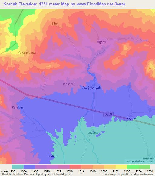 Sordak,Turkey Elevation Map