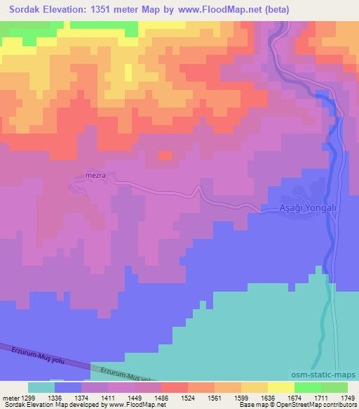 Sordak,Turkey Elevation Map