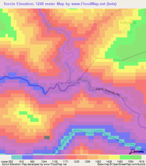 Sorcin,Turkey Elevation Map