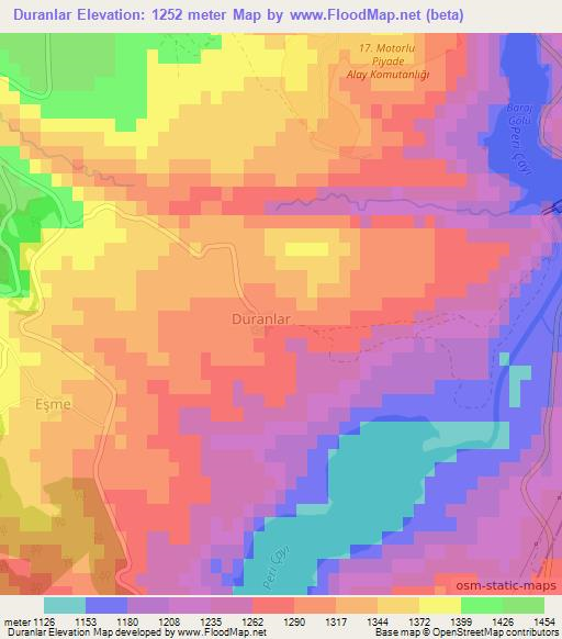 Duranlar,Turkey Elevation Map