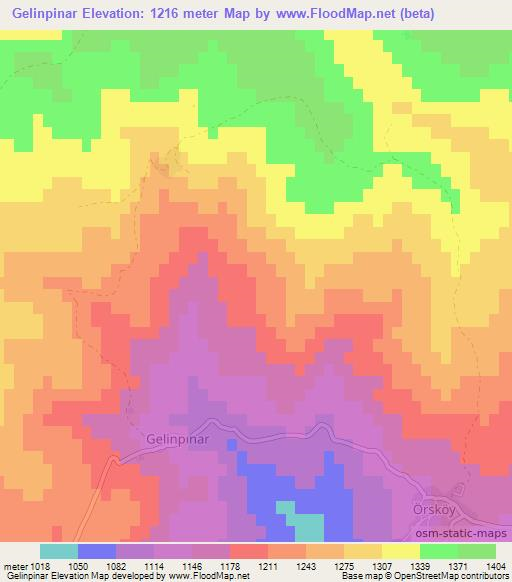 Gelinpinar,Turkey Elevation Map