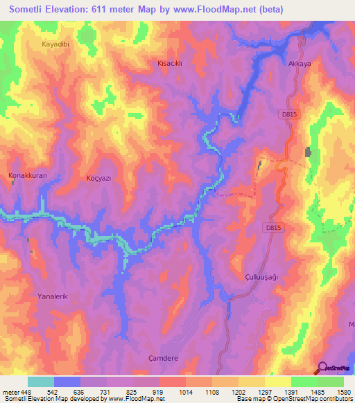 Sometli,Turkey Elevation Map