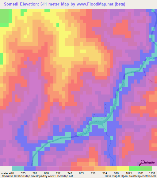 Sometli,Turkey Elevation Map