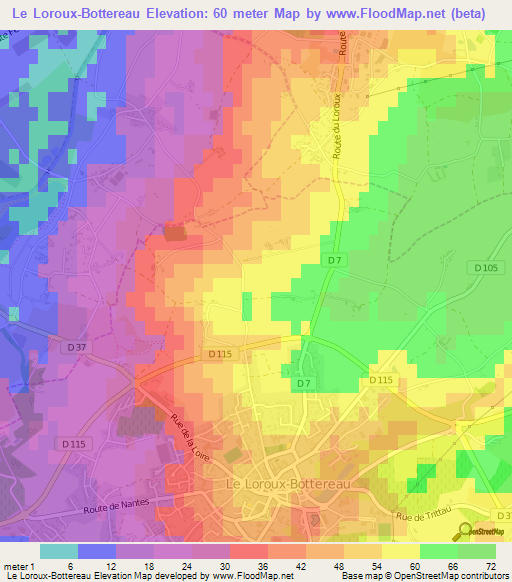 Le Loroux-Bottereau,France Elevation Map