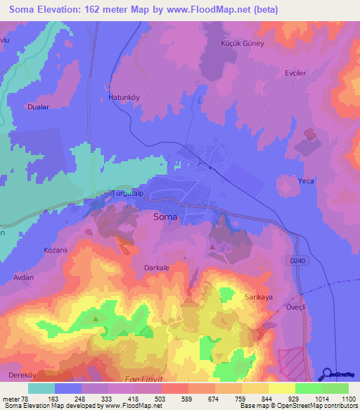 Soma,Turkey Elevation Map