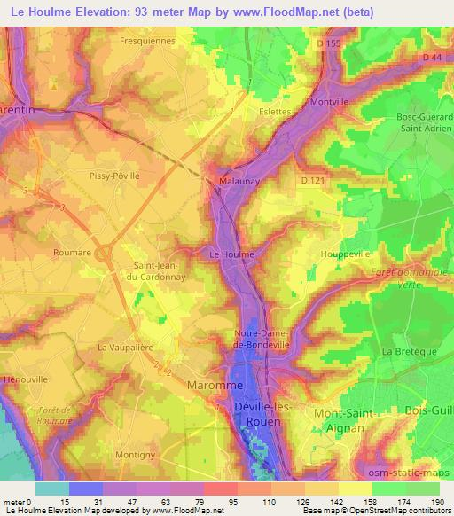 Le Houlme,France Elevation Map