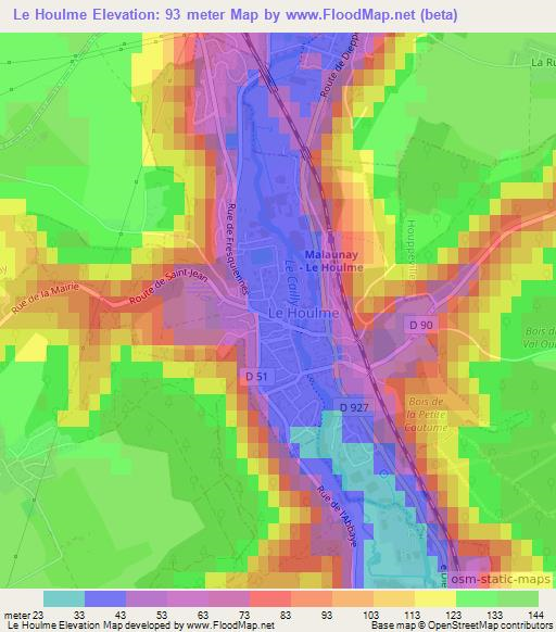 Le Houlme,France Elevation Map