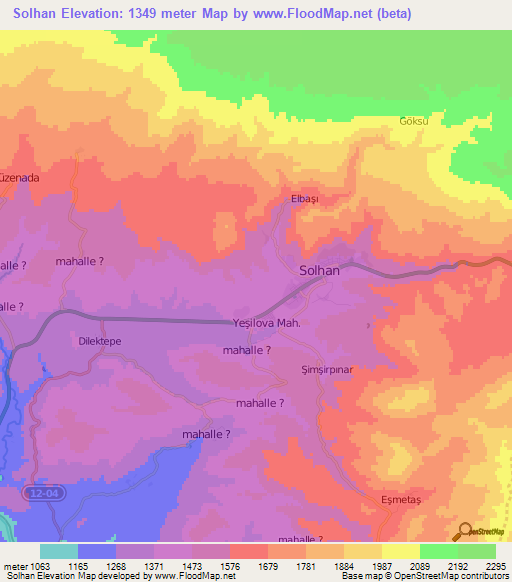 Solhan,Turkey Elevation Map