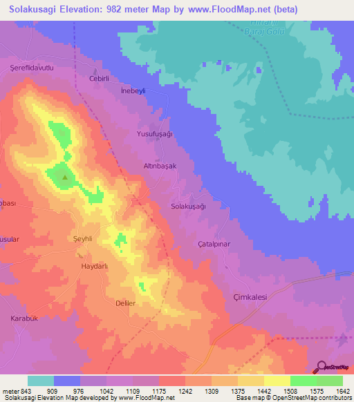 Solakusagi,Turkey Elevation Map