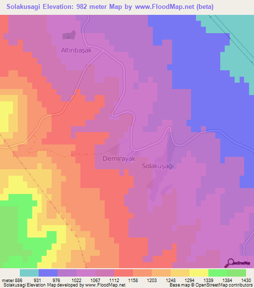 Solakusagi,Turkey Elevation Map