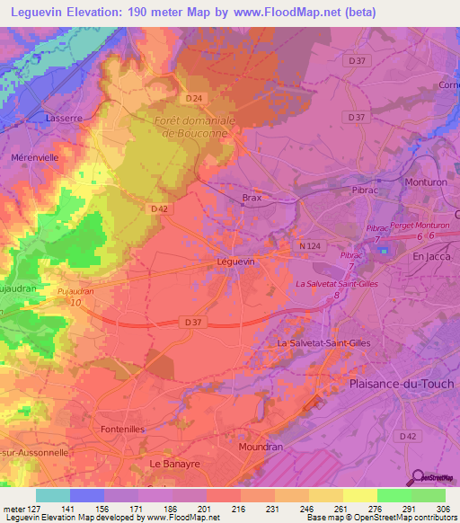 Leguevin,France Elevation Map