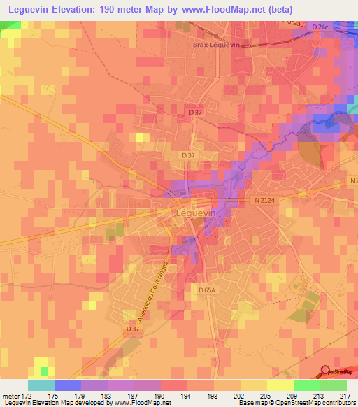 Leguevin,France Elevation Map