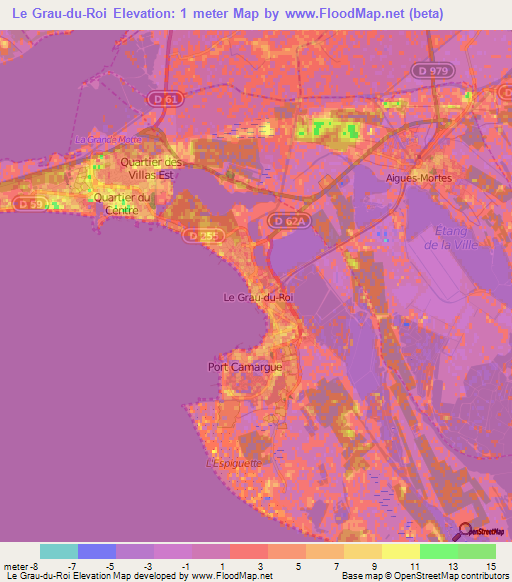 Le Grau-du-Roi,France Elevation Map