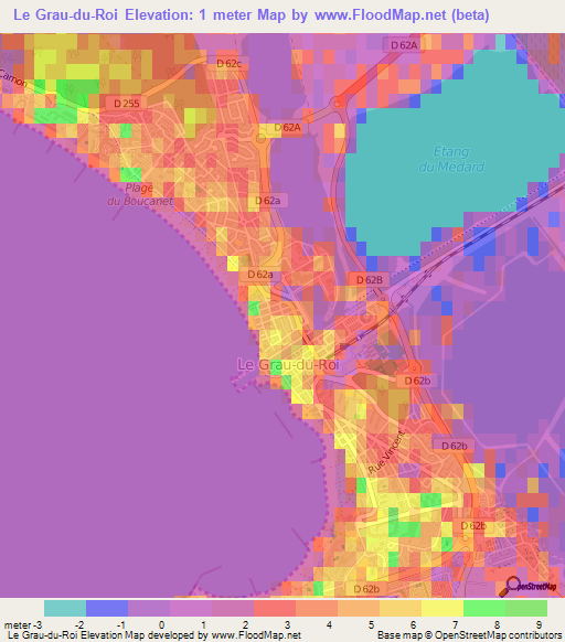 Le Grau-du-Roi,France Elevation Map