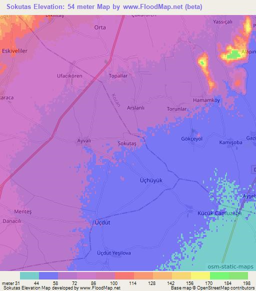 Sokutas,Turkey Elevation Map