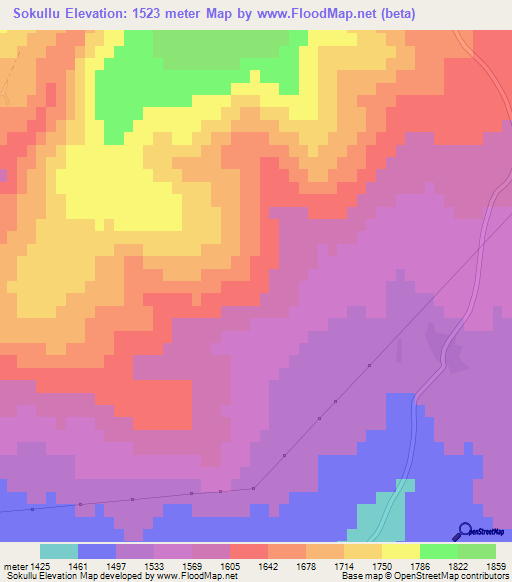 Sokullu,Turkey Elevation Map