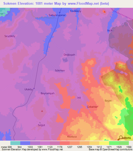 Sokmen,Turkey Elevation Map