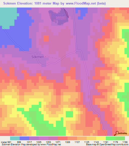 Sokmen,Turkey Elevation Map