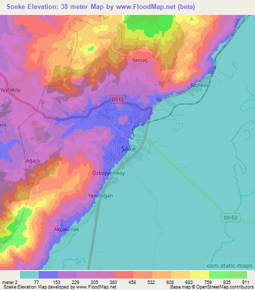 Soeke,Turkey Elevation Map