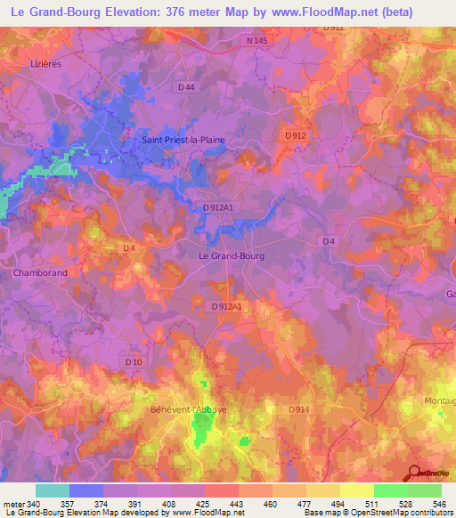 Le Grand-Bourg,France Elevation Map