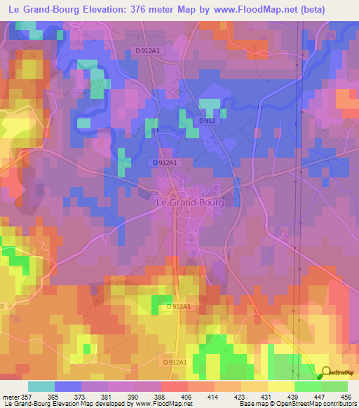 Le Grand-Bourg,France Elevation Map