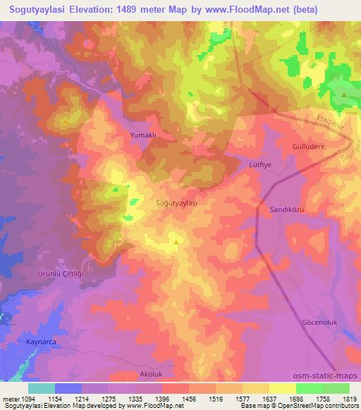 Sogutyaylasi,Turkey Elevation Map