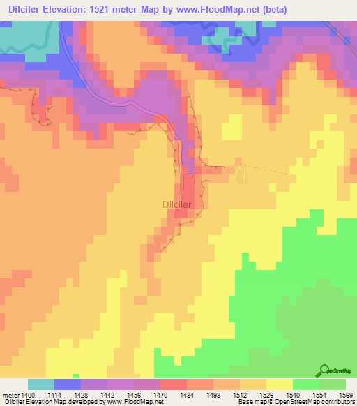 Dilciler,Turkey Elevation Map