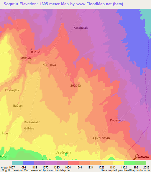 Sogutlu,Turkey Elevation Map