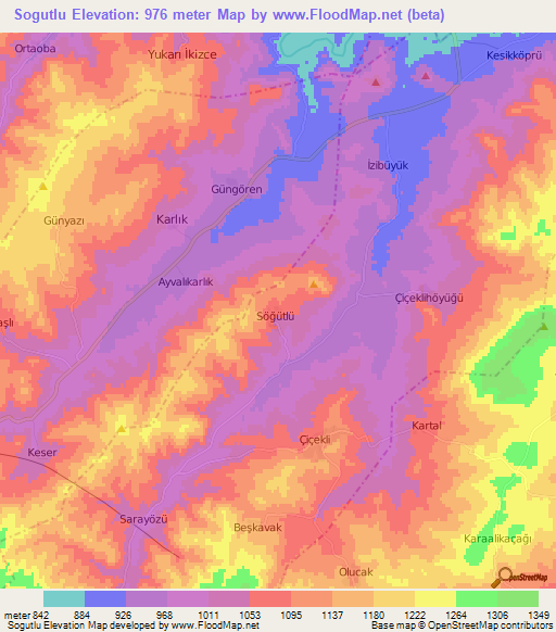 Sogutlu,Turkey Elevation Map