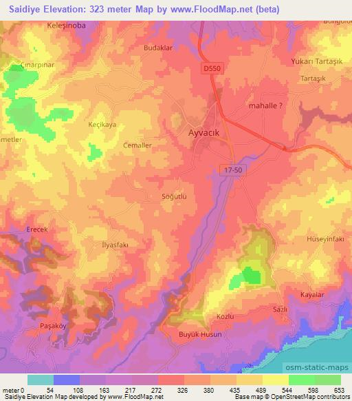 Saidiye,Turkey Elevation Map