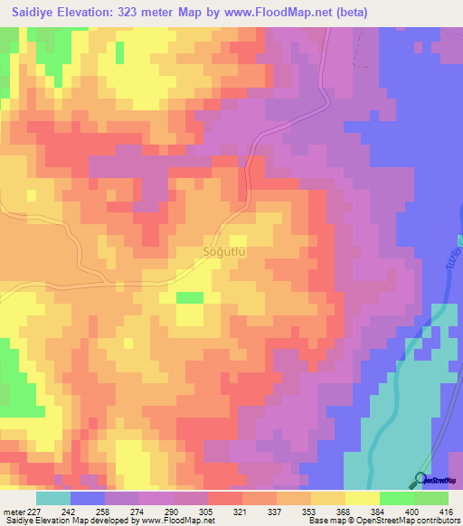 Saidiye,Turkey Elevation Map