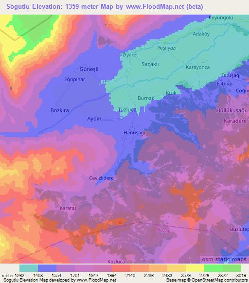 Sogutlu,Turkey Elevation Map