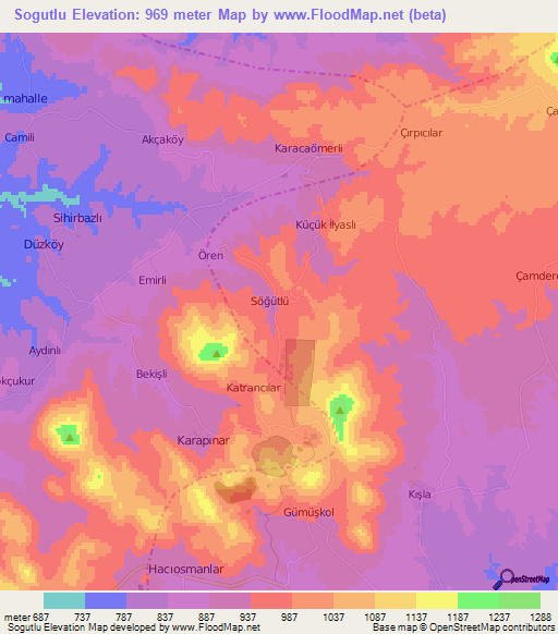 Sogutlu,Turkey Elevation Map